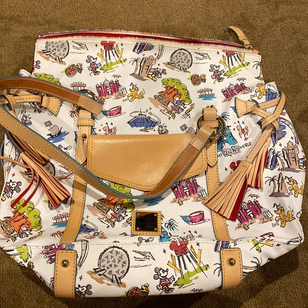 Dooney and Burke Disney large tote. Red suede inside